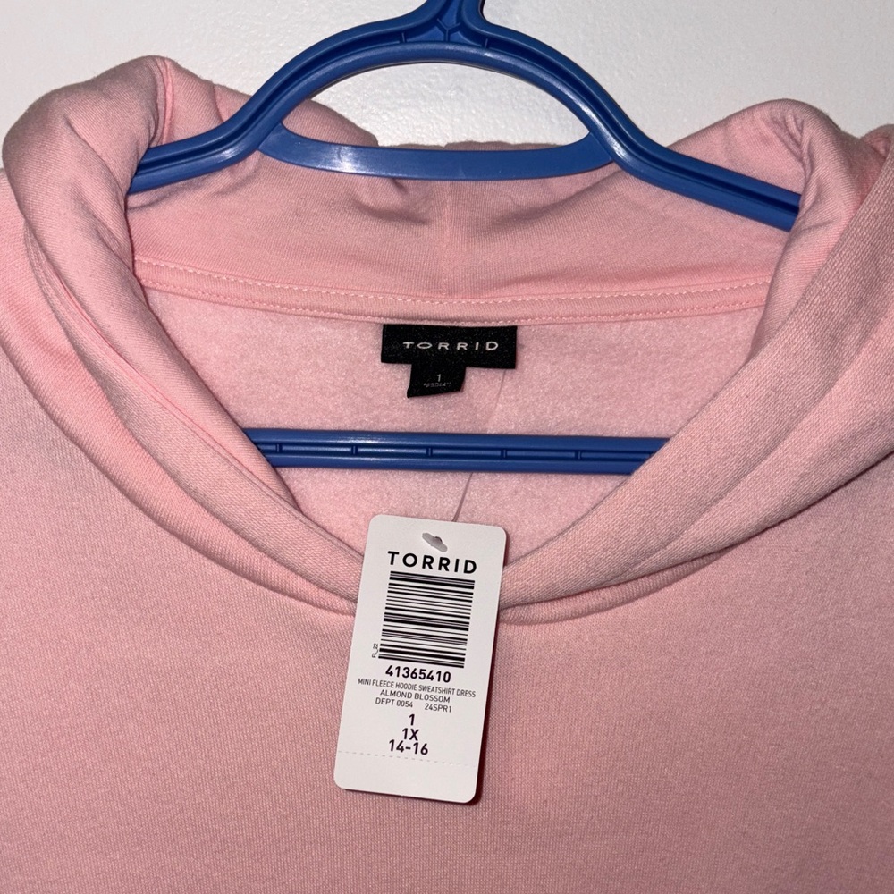 NWT 1XL Torrid Pink Long-Sleeve Hoodie Dress- AS IS - Picture 3 of 11